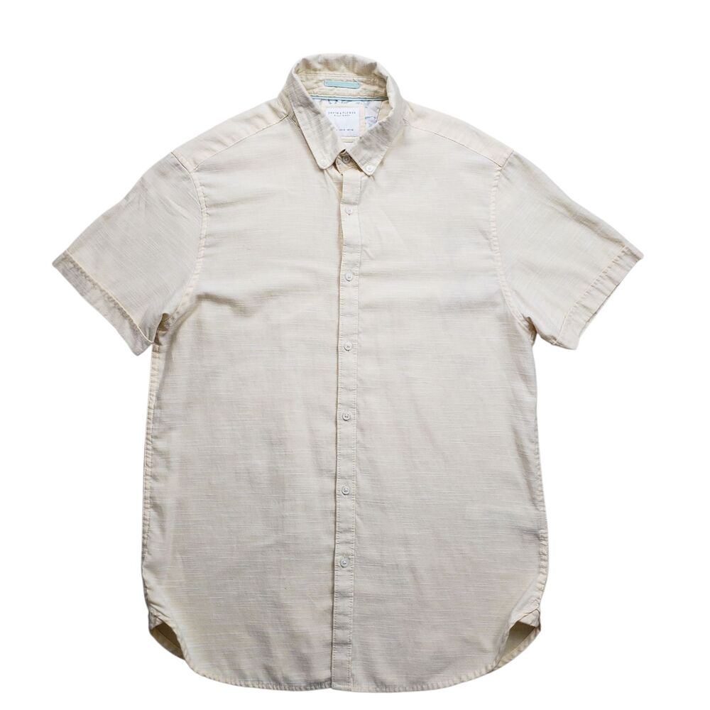 Denim and Flower Ricky Singh Shirt Mens Medium Yellow Short Sleeve Preppy - Picture 2 of 9